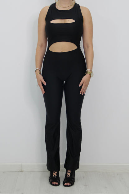 Mono cruzado negro de Rittmo, diseño completo de cuerpo entero para bailarinas de baile bachata con estilo.